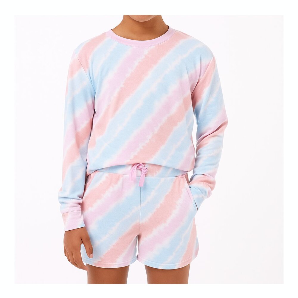 32 Degrees Girls Tie-Dye Lounge Set – Long Sleeve Top & Shorts